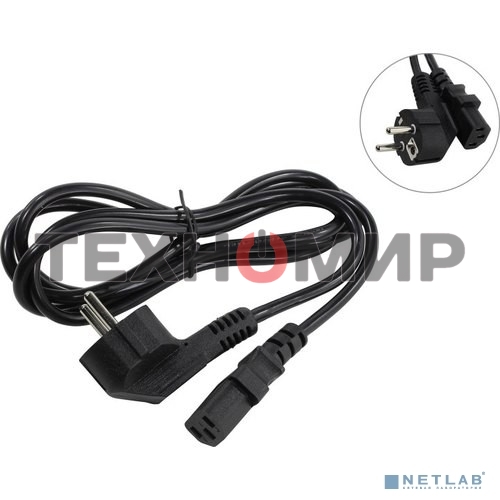 Кабель питания ExeGate Special PC-1,8S (Евровилка угловая Schuko->С13) 3*0.5, CCA, черный, 1.8м