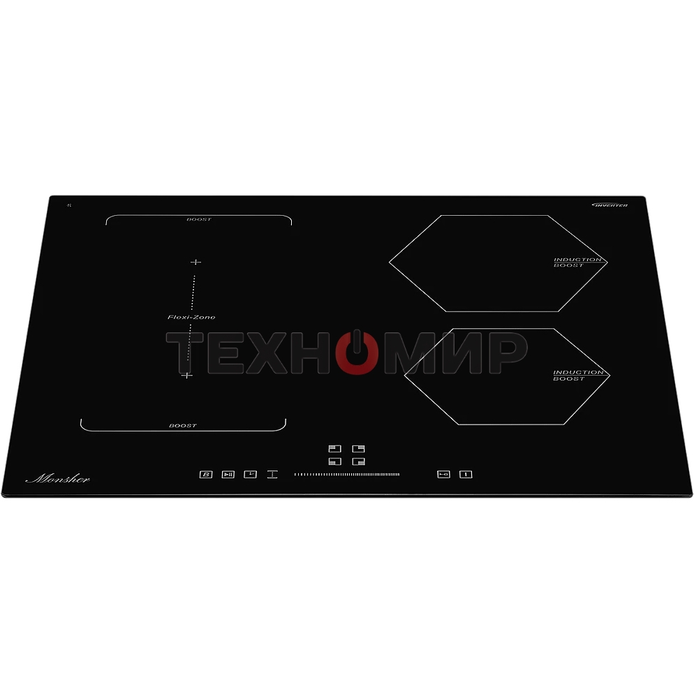 Индукционная варочная панель Monsher MHI 6016, индукция, инвертер, 60 см, 9 уровней мощности, бустер, Stop and Go, автоматическое отключение, таймер, индикатор остаточного тепла, сенсорное/слайдерное управление, черный