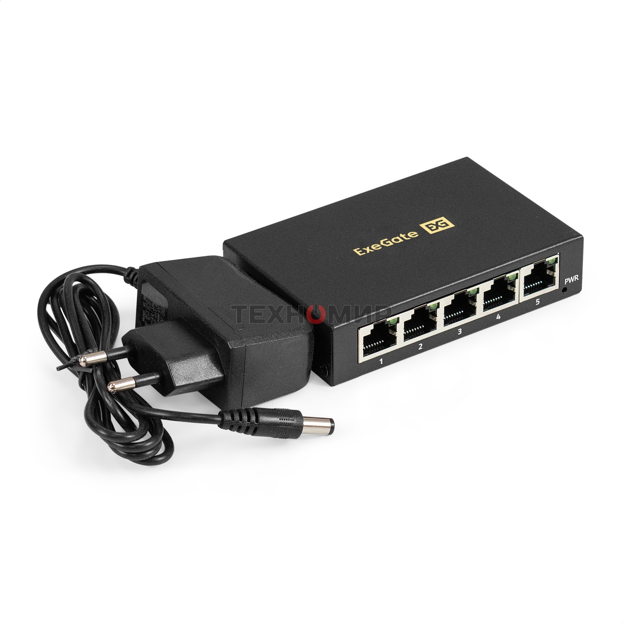 Коммутатор неуправляемый ExeGate EDGS-1005D (5-портовый гигабитный UTP 10/100/1000 Base-T, металлический корпус, с функцией энергосбережения (Green Ethernet Technology), настольный)