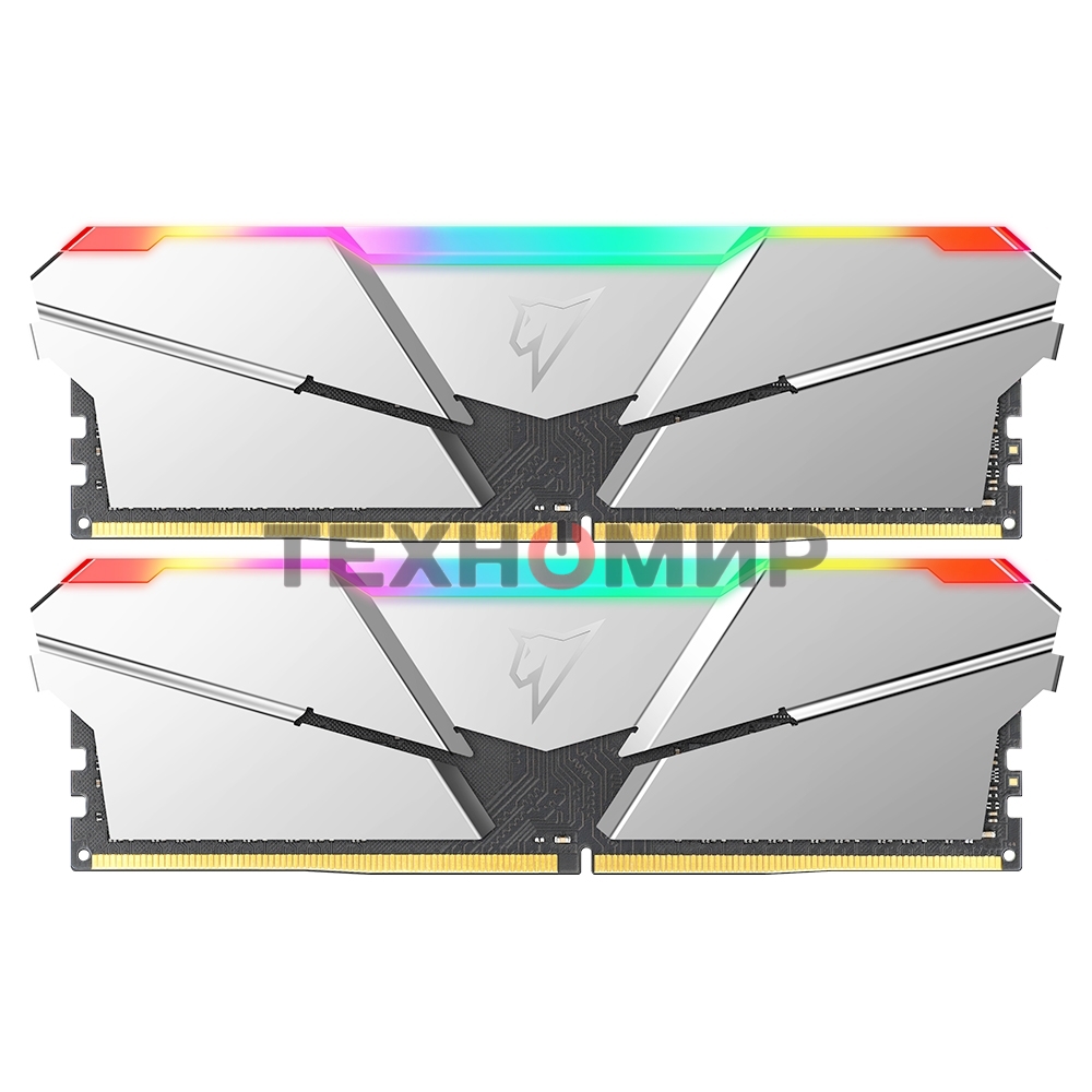 Оперативная память NETAC Shadow, DDR4, 16Gb (2x8Gb), 3200MHz, CL14, DIMM, с радиаторами, RGb, серебристый