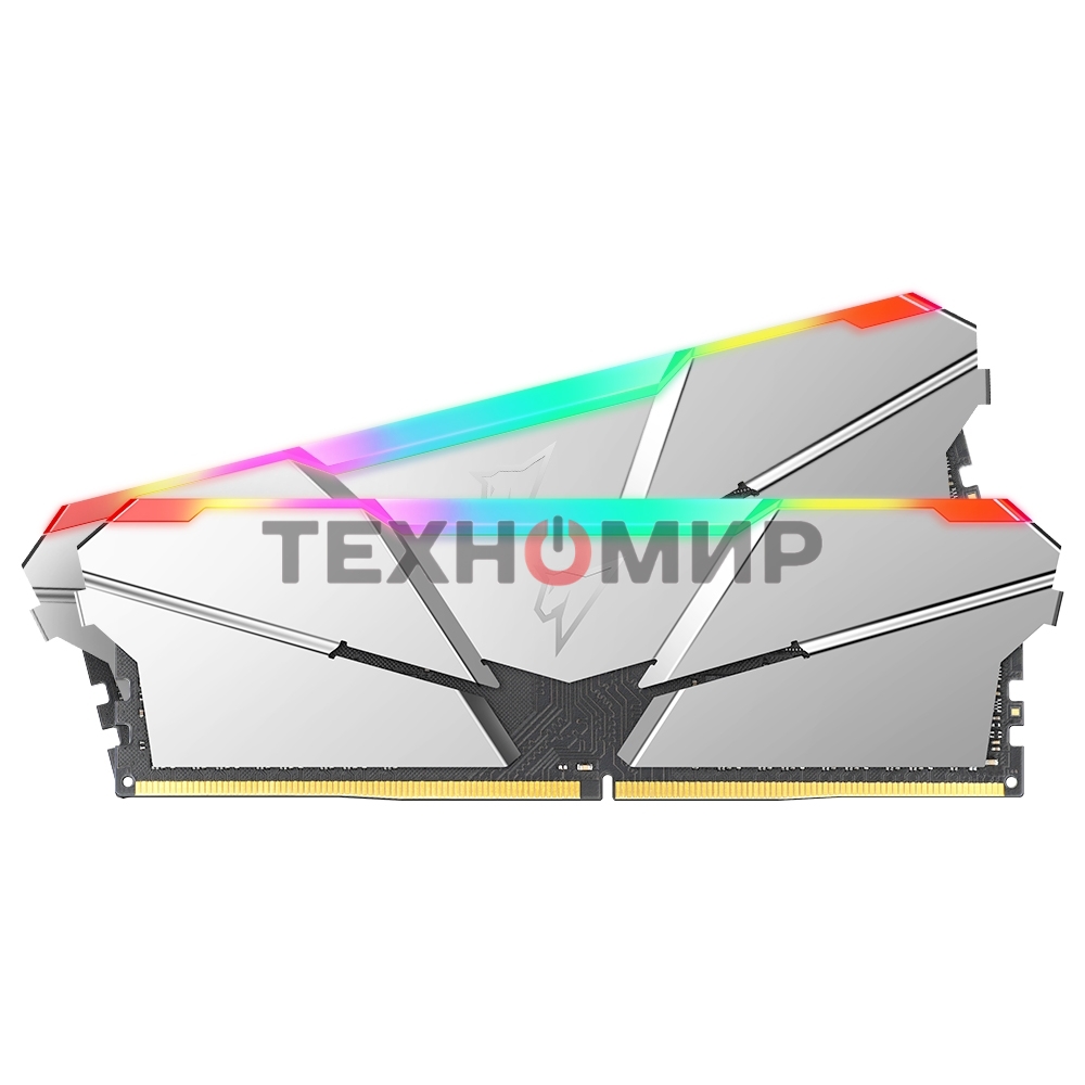 Оперативная память NETAC Shadow, DDR4, 16Gb (2x8Gb), 3200MHz, CL14, DIMM, с радиаторами, RGb, серебристый