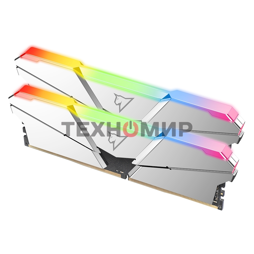 Оперативная память NETAC Shadow, DDR4, 16Gb (2x8Gb), 3200MHz, CL14, DIMM, с радиаторами, RGb, серебристый