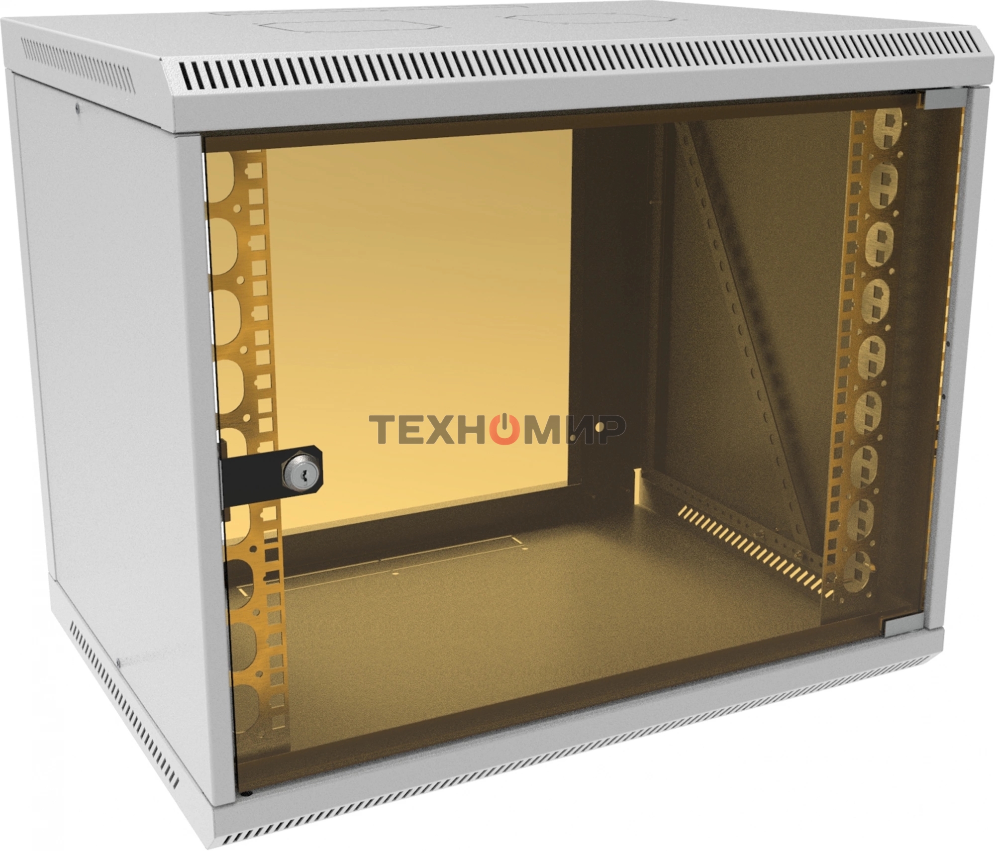 Шкаф коммутационный Suprlan (05-1093) настенный 12U 600x450 мм пер. дв. стекл направл. под закл. гайки 70 кг RAL 7035 385 мм 19 кг 500 мм