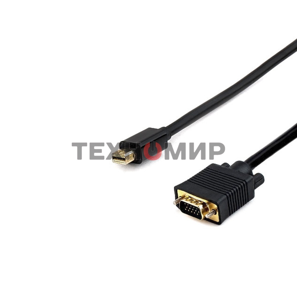 Кабель Cablexpert mDP-VGA, 20M/15M, 1.8м, черный, позол.разъемы, пакет (CC-mDPM-VGAM-6)