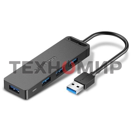 USB-концентратор Vention OTG USB 3.0 на 4 порта черный 0.15м.