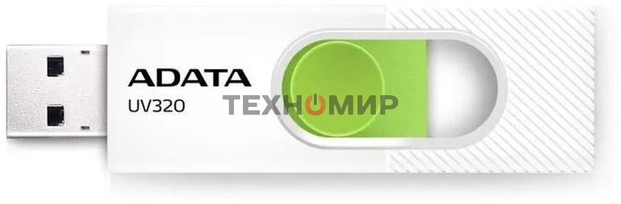 Флешка USB ADATA UV320 (AUV320-32G-RWHGN), 32Gb, USB 3.2, R/W 100/30, белый/зеленый