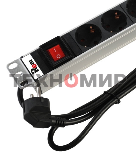 Аксессуар ЦМО Блок розеток Rem-16 с выкл., 8 Schuko, 16A, алюм., 19