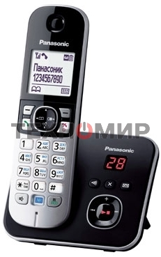 Телефон беспроводной (DECT) Panasonic KX-TG6821RUB черный, автоответчик,определитель номера,телефонный справочник 120 зап.