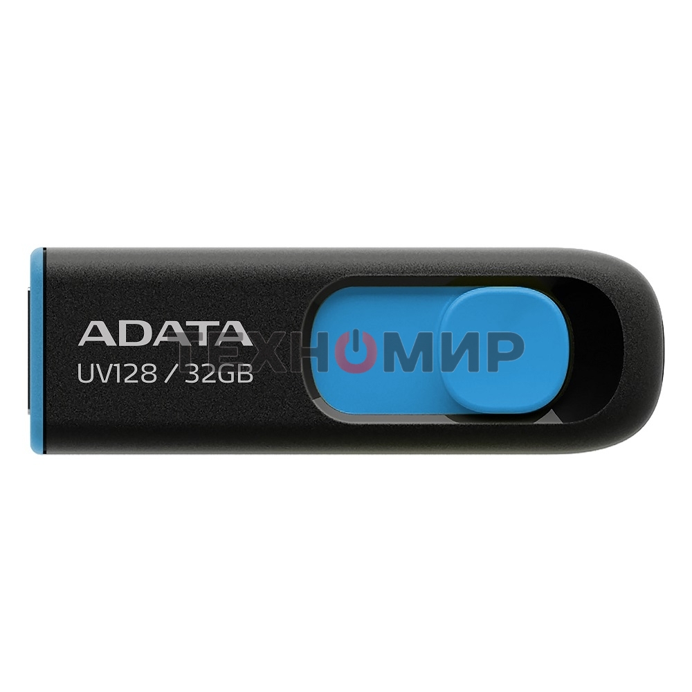 Флешка USB ADATA UV128 (AUV128-32G-RBE), 32Gb, USB 3.0, R/W 100/30, черный/синий