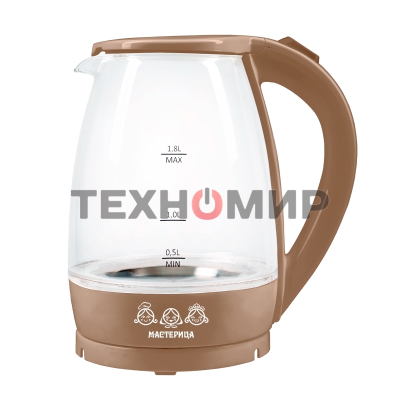Чайник электрический Мастерица ЕК-1801G, капучино, 1.8 л, стекло, 1850 Вт