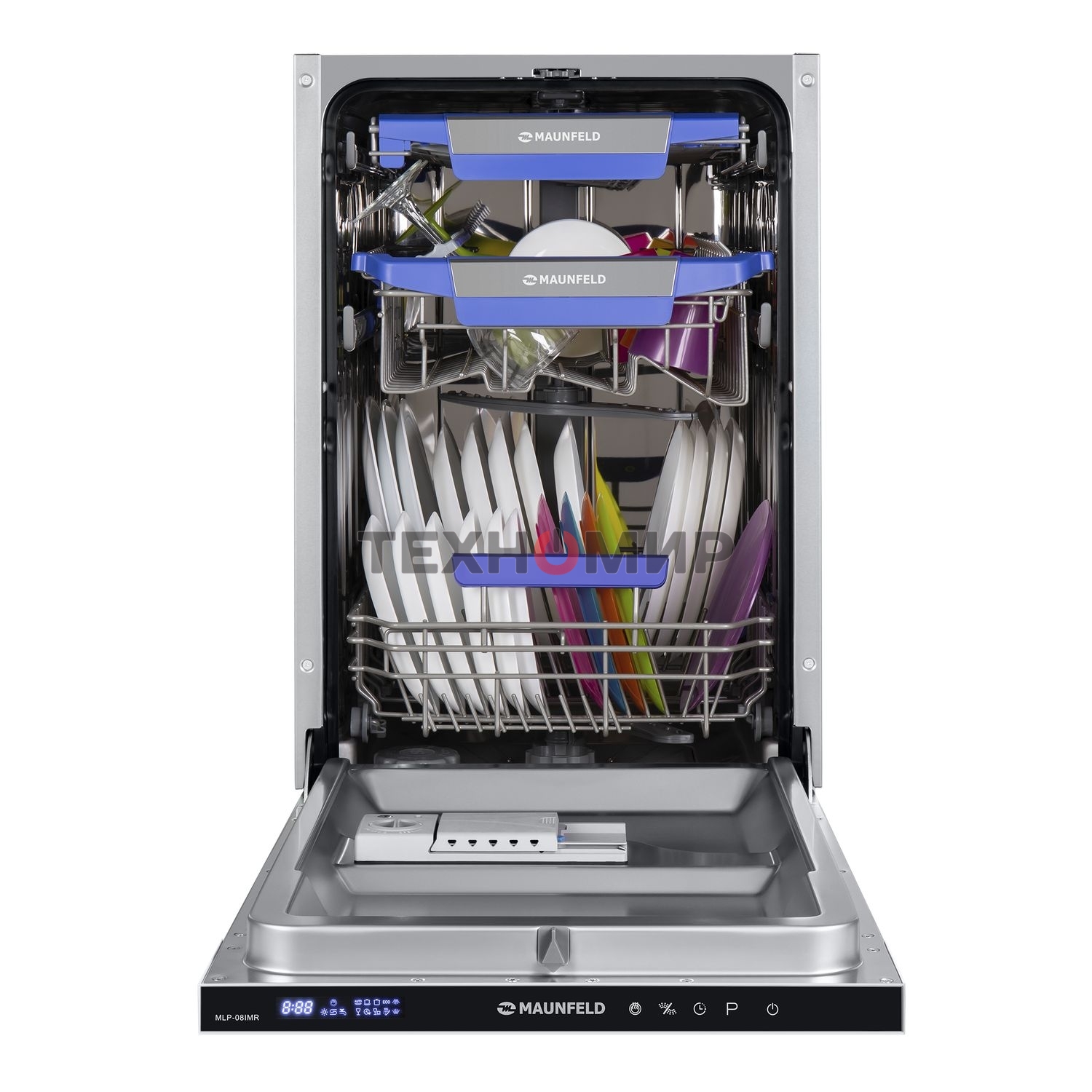 Встраиваемая посудомоечная машина Maunfeld MLP-08IMR, белый/черный, 44.5 см, 10 компл., 47 дБ, класс A++