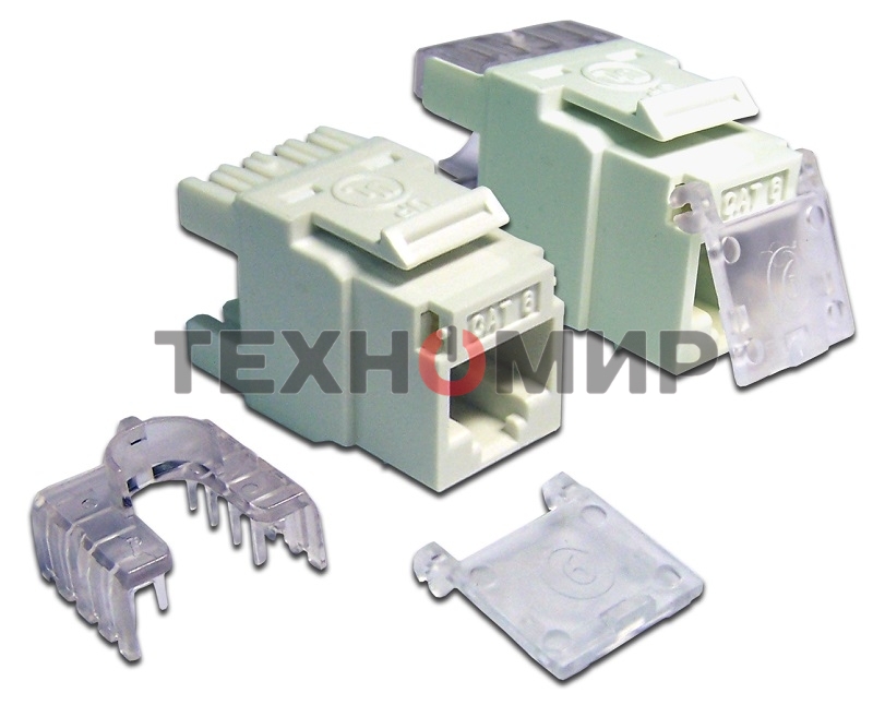 Модуль Keystone, RJ45, кат.6, UTP, 180 градусов, со шторкой, белый