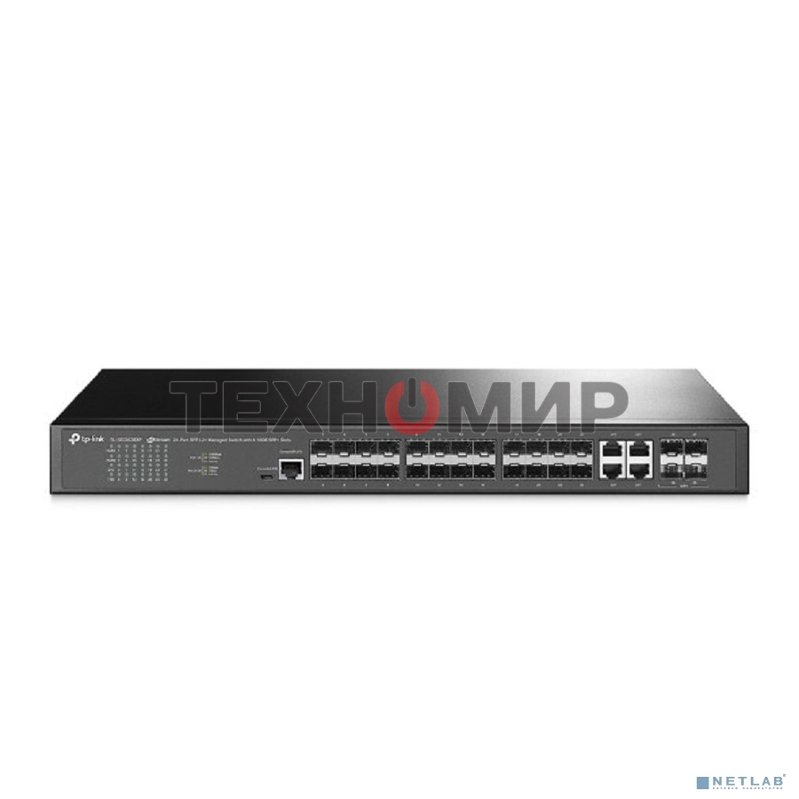 Коммутатор TP-Link JetStream 24-портовый управляемый SFP уровня 2+, 20 гигабитных SFP-портов и 4 гигабитных комбинированных порта SFP/RJ45