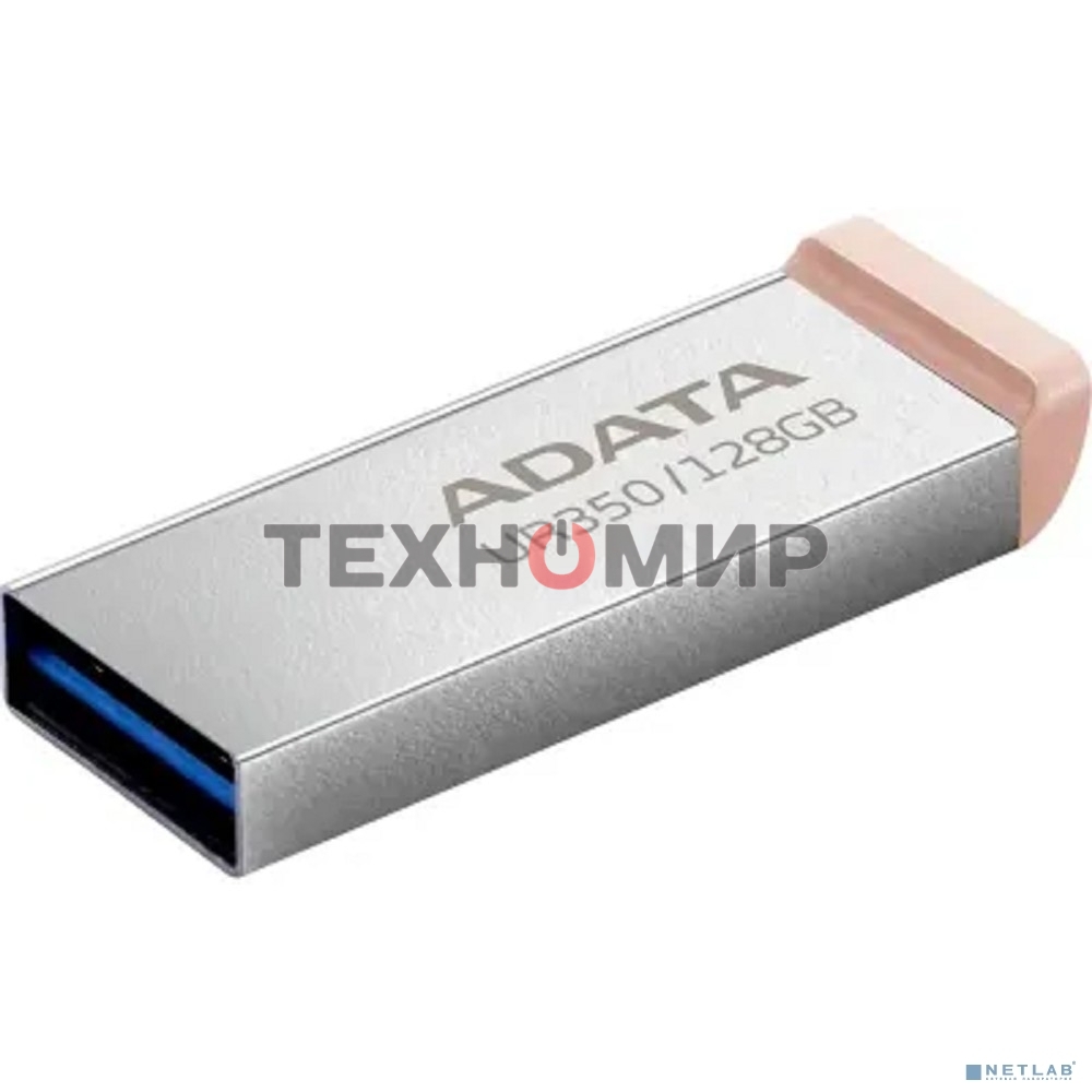 Флешка USB ADATA UR350 (UR350-128G-RSR/BG), 128Gb, USB 3.2, R/W 100/15, серебристый/коричневый