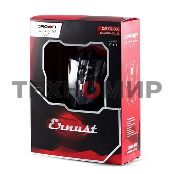 Мышь проводная Crown Gaming CMXG-600 черный, 2200 dpi, USB, кнопки - 6