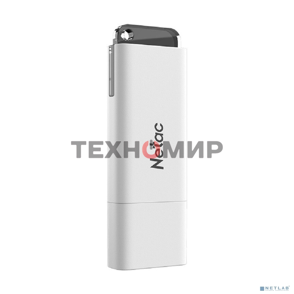 Флешка USB Netac U185 (NT03U185N-064G-20WH), 64Gb, USB 2.0, R/W 25/10, белый/серый