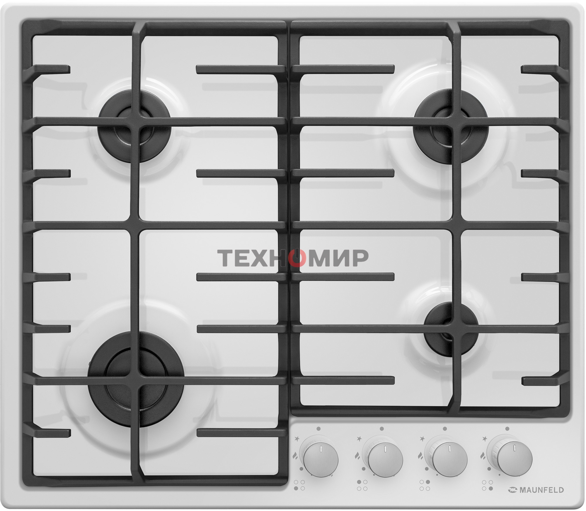 Газовая варочная панель Maunfeld EGHE.64.6CW/G, 4 конфорки, эмалированная сталь, белый