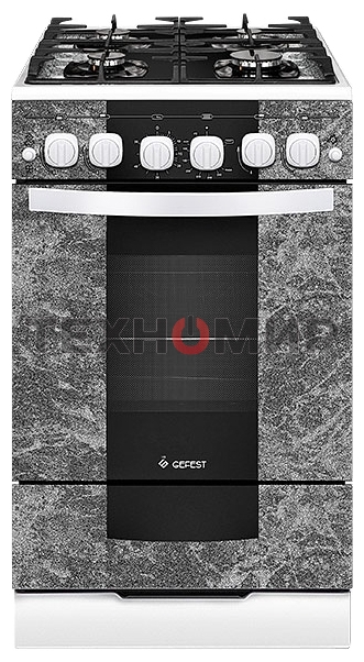 Плита газовая Gefest 5500-02 0113 мрамор, конфорок 4 шт, духовка 52 л, 50 см x 85 см x 58.5 см