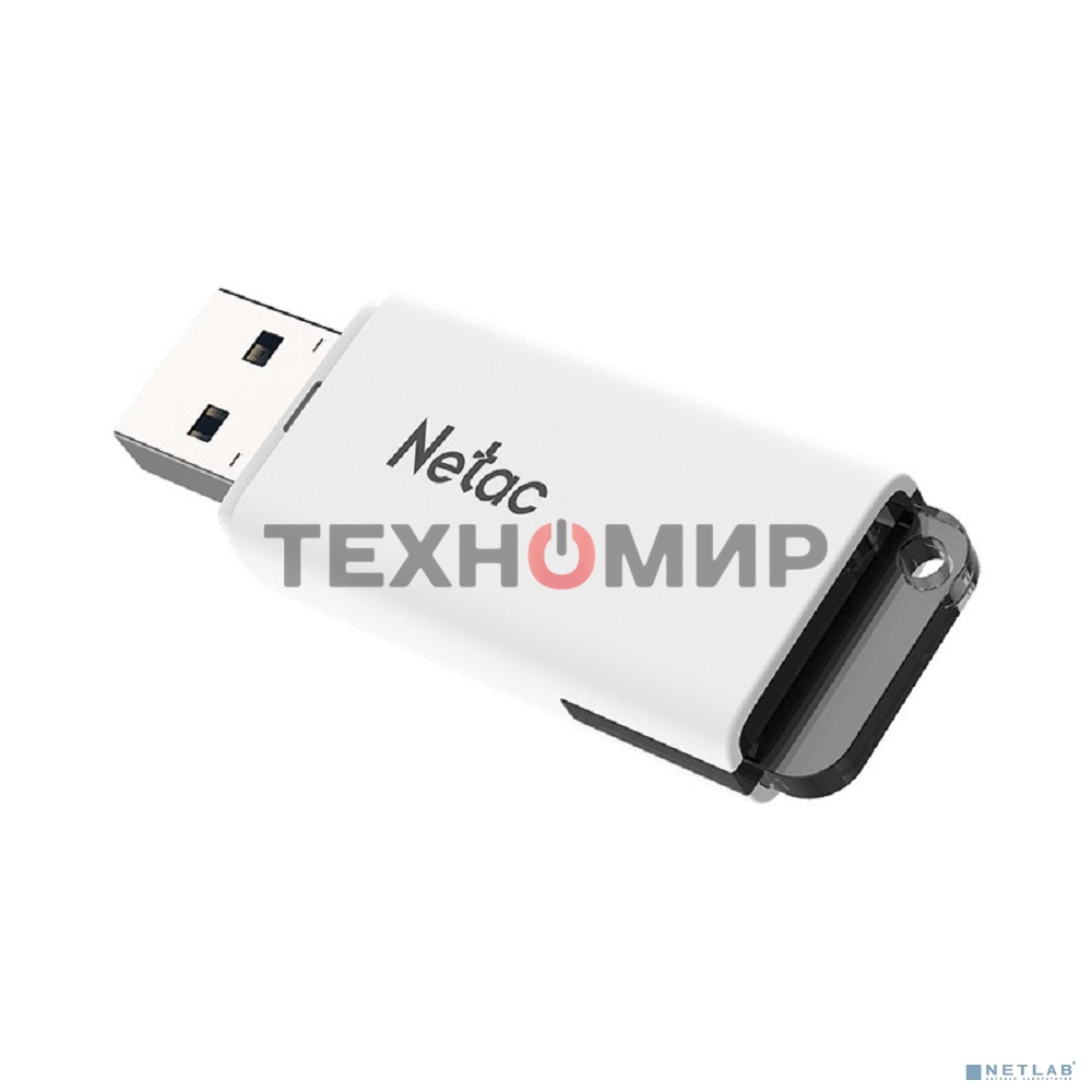Флешка USB Netac U185 (NT03U185N-064G-20WH), 64Gb, USB 2.0, R/W 25/10, белый/серый