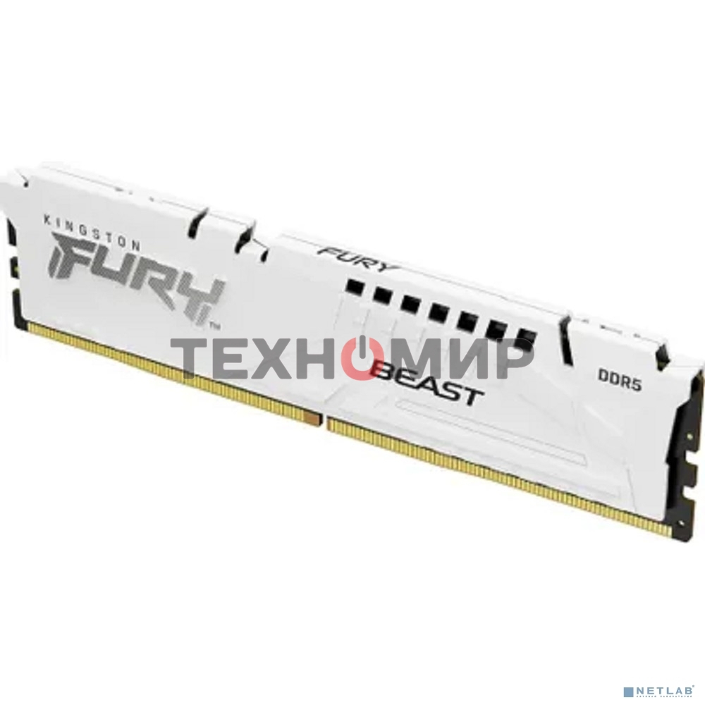 Оперативная память Kingston Fury Beast, DDR5, 32Gb (1x32GB), 6000MHz, CL36, DIMM, с радиатором, белый