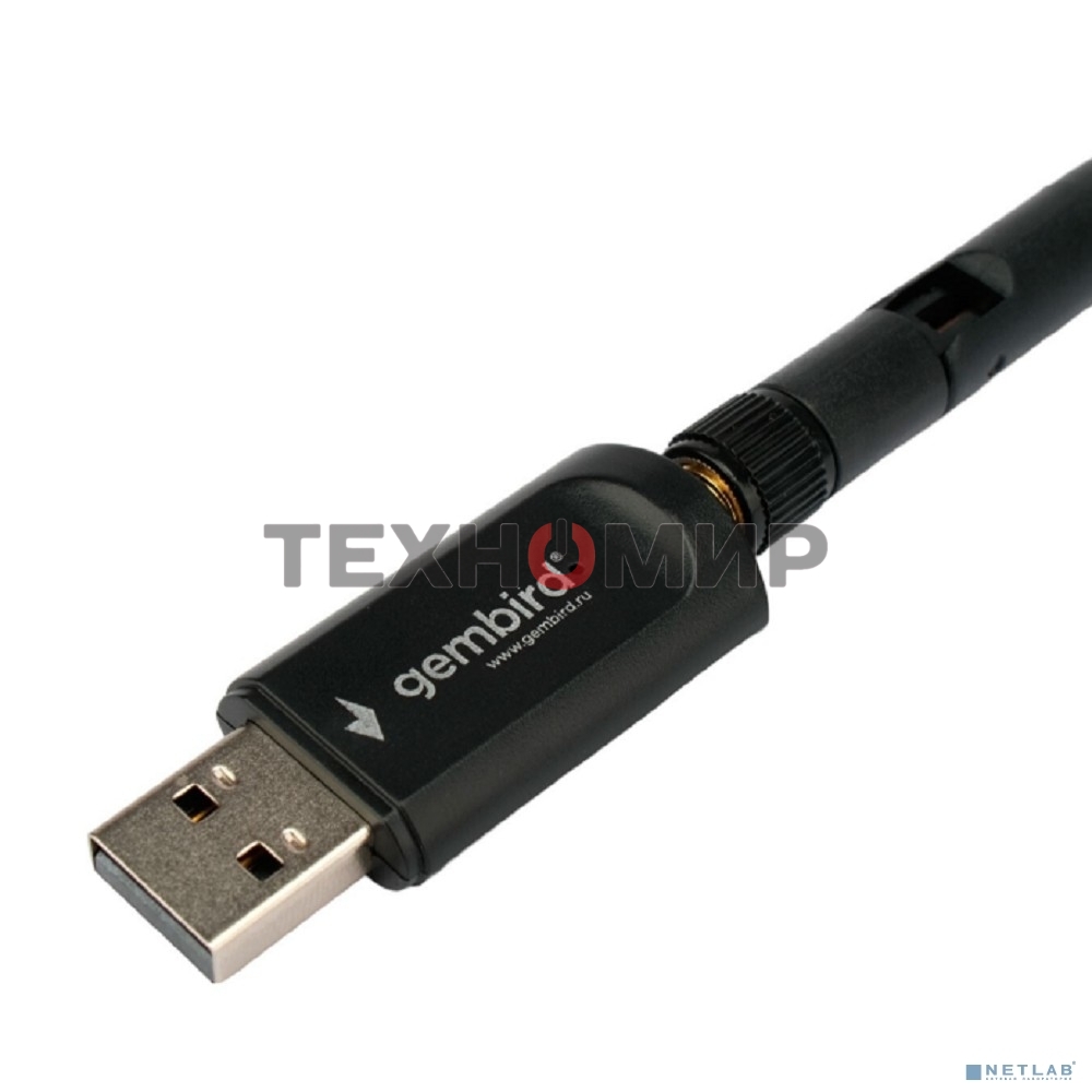 Сетевой адаптер Wi-Fi+Bluetooth Gembird WNP-UA-019, двухдиапазонный с антенной, 600Мбит, USB, 802.11b/a/g/n/a