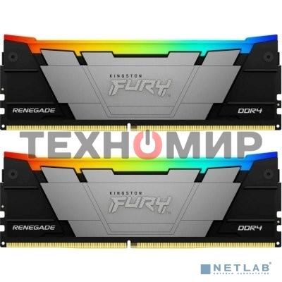 Оперативная память Kingston Fury Renegade, DDR4, 64Gb (2x32GB), 3200MHz, CL16, DIMM, радиатор, RGB, серебристый/черный