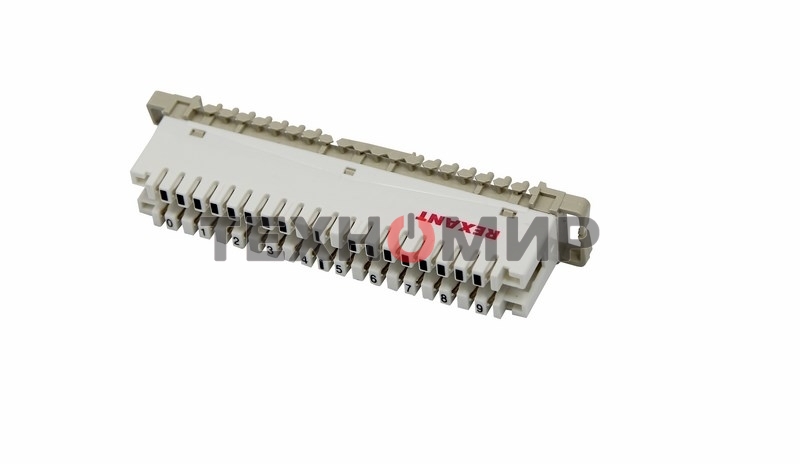 Плинт Rexant на 10 пар размыкаемый, маркировка 0-9 (монтаж на рейку)