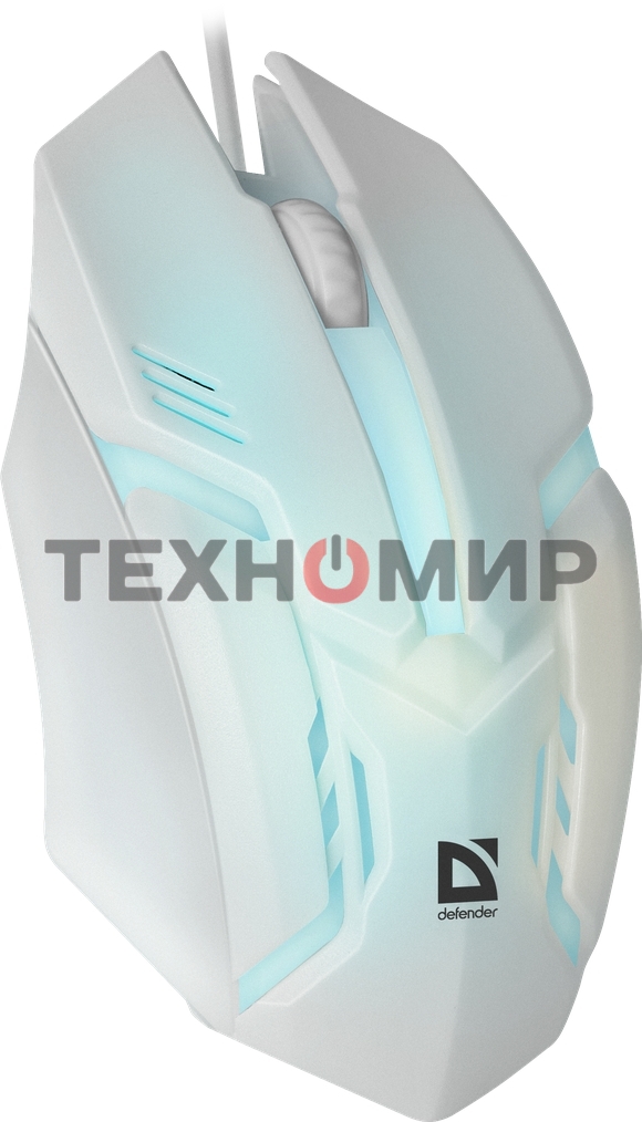 Мышь проводная Defender Cyber MB-560L белый, 1200 dpi, USB, кнопки - 3