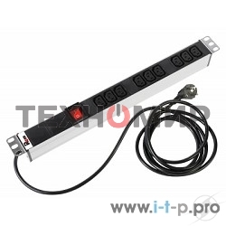 ЦМО Блок розеток Rem-16 с выкл., 9 IEC 60320 C13, 16A, алюм., 19