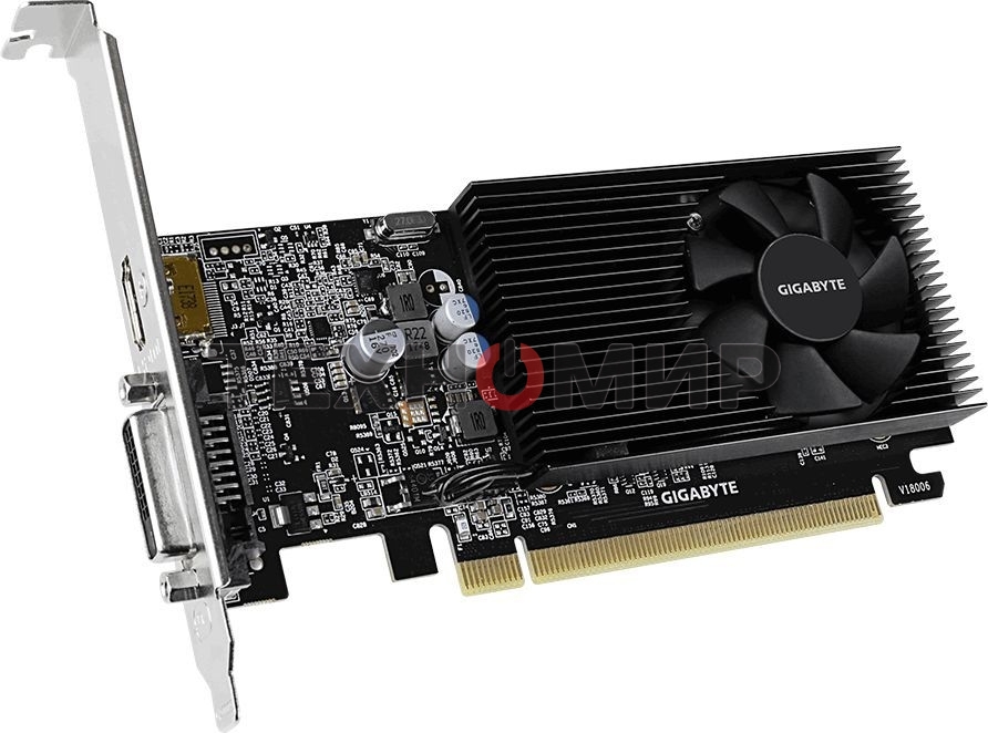 Видеокарта Gigabyte GV-N1030D4-2GL NVidia GeForce GT 1030, 2Gb DDR4/64-bit, PCI-Ex16 3.0, DVI-Dx1, HDMI2.0bx1, LP, 2-slot cooler, Retail