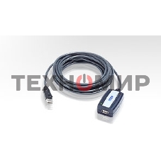 Кабель удлинитель активный(с усилителем) USB 2.0 AM/AF 5m, ATEN UE250-AT, 4 pin, опрессованный, серый