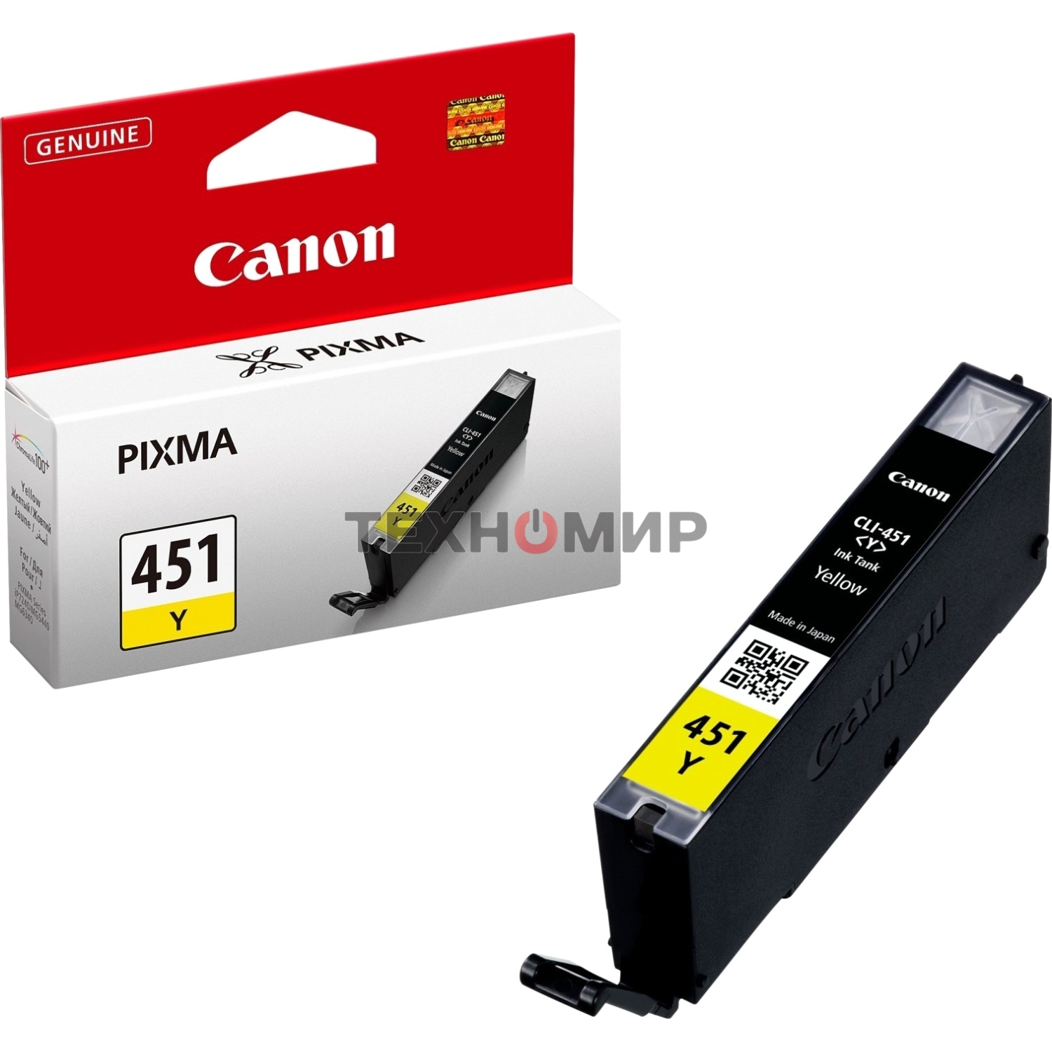Картридж струйный CLI-451Y (6526B001) для Canon PIXMA iP7240/MG6340/MG5440, Желтый(Yellow), 344стр.