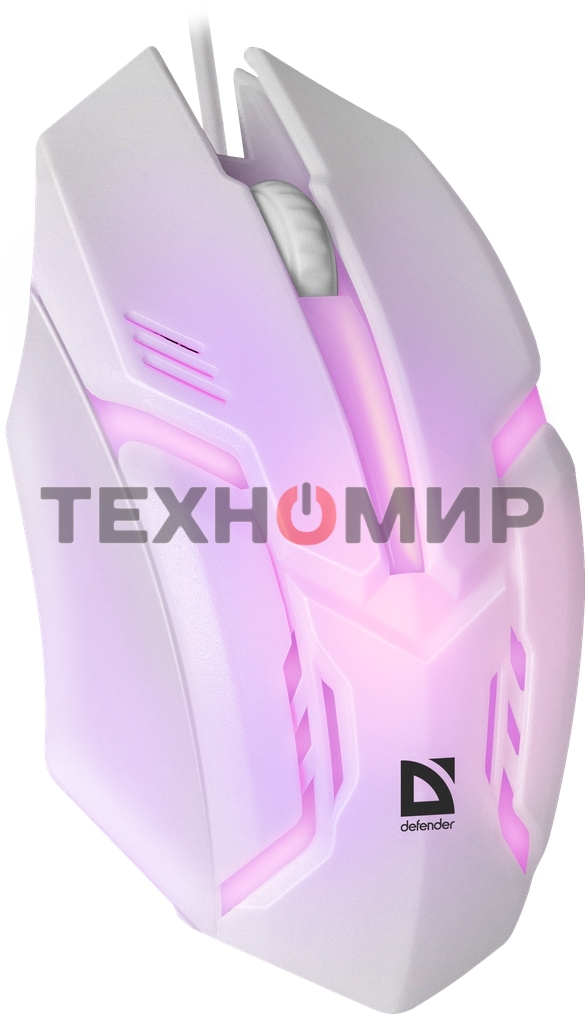 Мышь проводная Defender Cyber MB-560L белый, 1200 dpi, USB, кнопки - 3