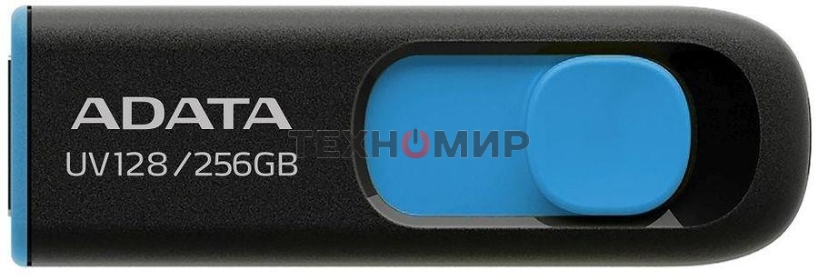 Флешка USB ADATA AUV128 (AUV128-256G-RBE), 256Gb, USB 3.0, R/W 100/30, черный/синий