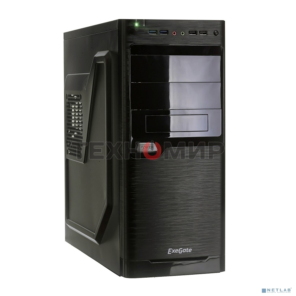 Компьютерный корпус Miditower ExeGate XP-330U Black, ATX, (XP350, Black,120мм), 2хUSB+2хUSB 3.0, Audio