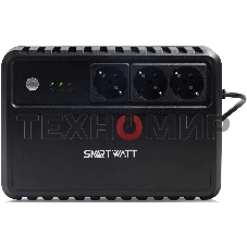 Источник бесперебойного питания SMARTWATT UPS SAFE 1000 черный, 1000/600 ВА/Вт, линейно-интерактивный, напольный, LED индикация, Shuko CEE7/4 - 3 шт.