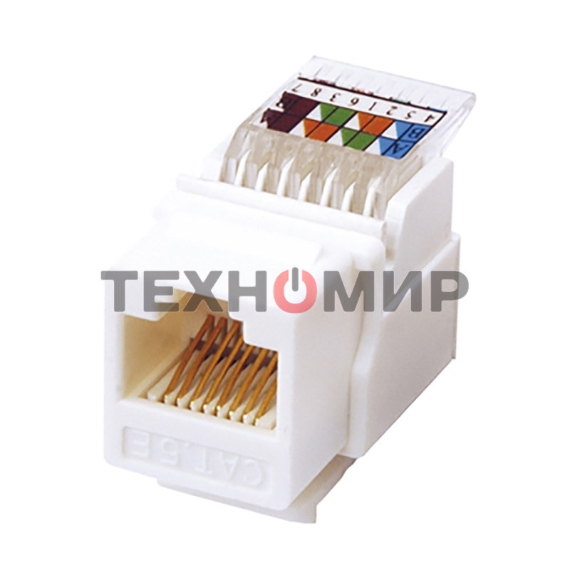 Модуль Rexant Keystone Jack RJ-45(8P8C), UTP неэкранированный, cat.5e, тип 180 градусов,самозажимной, белый