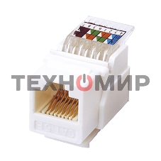 Модуль Rexant Keystone Jack RJ-45(8P8C), UTP неэкранированный, cat.5e, тип 180 градусов,самозажимной, белый