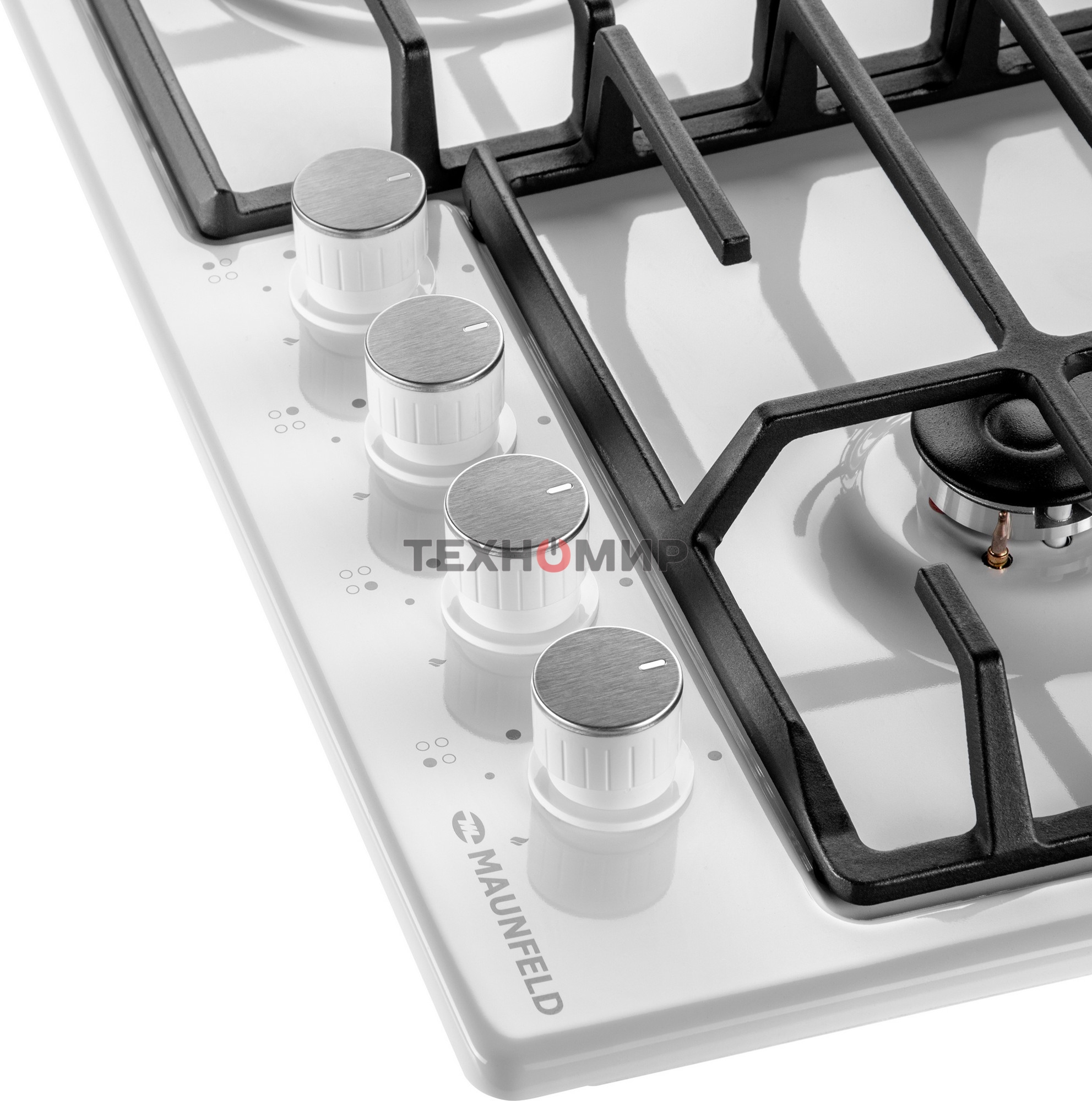 Газовая варочная панель Maunfeld EGHE.64.6CW/G, 4 конфорки, эмалированная сталь, белый