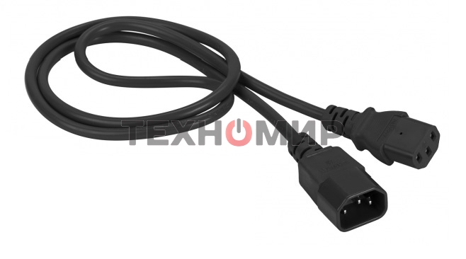 Шнур питания Lanmaster C13-C14, 3х0.75, 220В, 10А, черный, 1.5 метра
