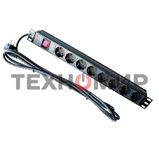 Аксессуар ЦМО Блок розеток Rem-16 с выкл., 8 Schuko, 16A, алюм., 19