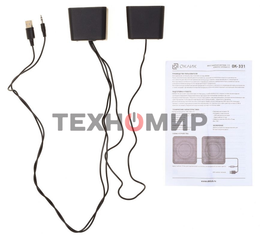 Акустическая система Oklick OK-331 2.0 черный 6Вт