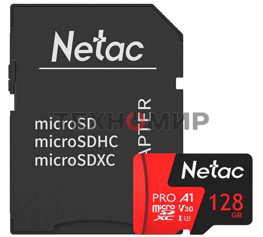 Флеш карта MicroSD card Netac P500 Extreme Pro 128Gb, retail version w/SD adapter