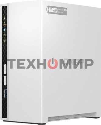 Сетевое хранилище SMB QNAP TS-233 NAS 2 HDD trays. ARM 4-core Cortex-A55 2.0GHz, ram 2 Gb (max), 1x1GbE, 2xUSB 2.0 port,1xUSB 3.2 Gen 1