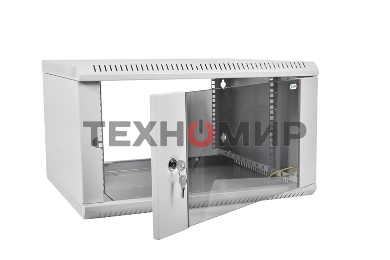 Шкаф телеком. настенный разборный 15U (600х650) дверь стекло, серый RAL 7035