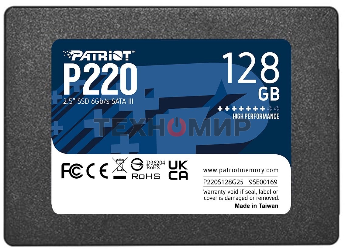 Накопитель SSD Patriot P220, 128Gb, SATA III, 2.5