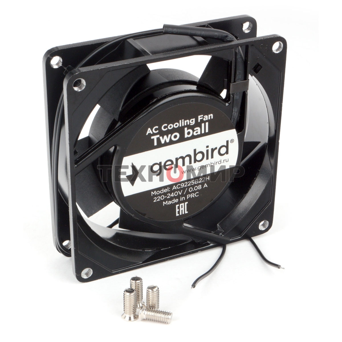 Вентилятор для корпуса Gembird черный, 92 мм, 2400 об/мин, 31.5 дБ, 2 pin