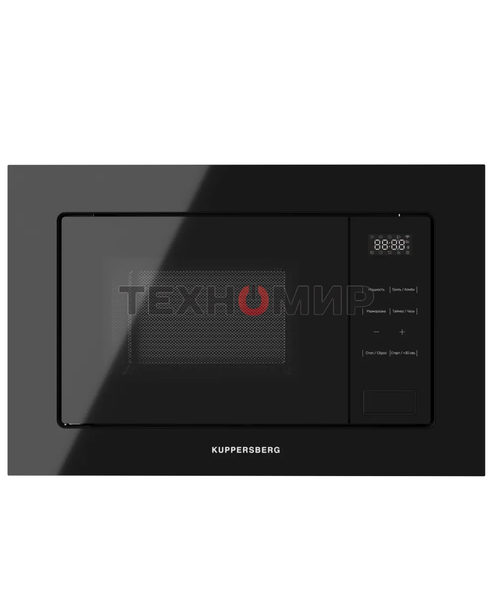 Микроволновая печь встраиваемая Kuppersberg, High-Tech, 20 л, гриль, 5 уровней мощности, 8 автоматических программ, многофункциональный таймер, размораживание, сенсорное управление, блокировка от детей, поворотный стол, черный