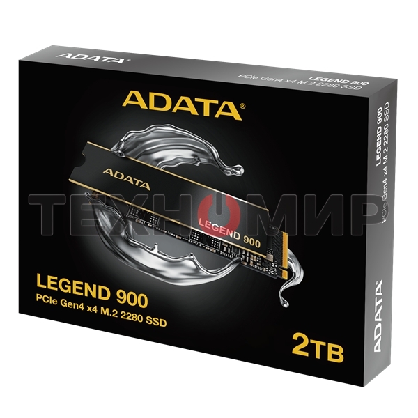 Накопитель SSD ADATA LEGEND 900, 2000Gb, PCIe 4.0 x4, 2280, NVMe, R/W 7000/5400, с радиатором