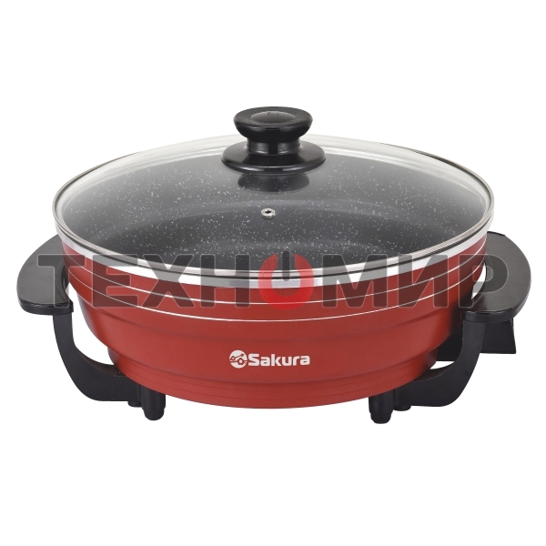 Электросковорода Sakura SA-7716R Master Chef 1800-2000Вт 32х9см кругл красн